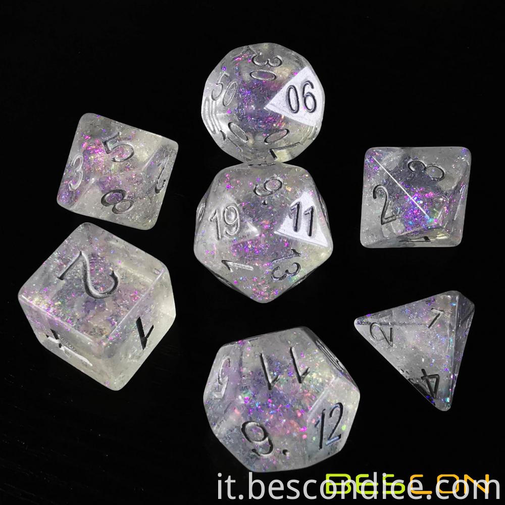 Shimmery Polyhedral Dice Set Silver Purple 2